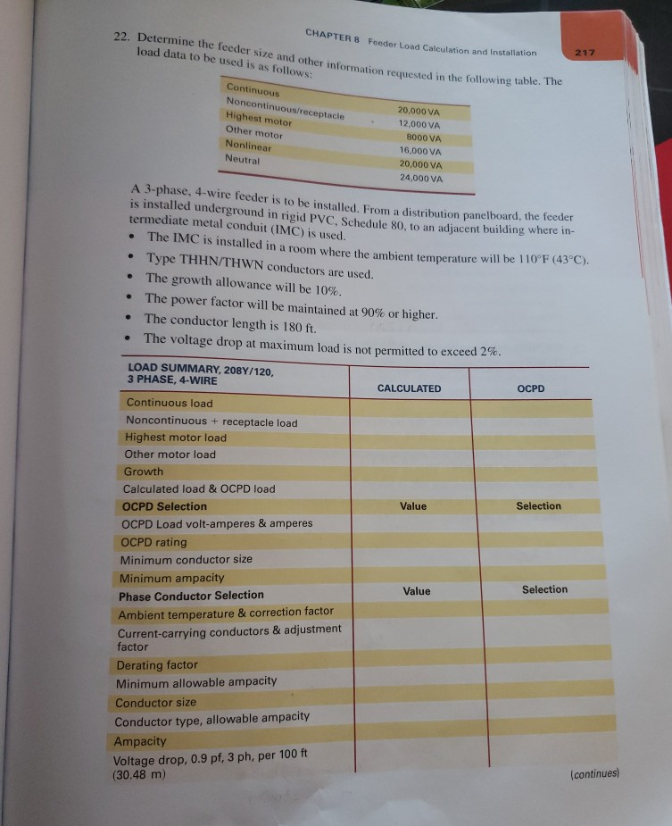 Solved CHAPTER B Feeder Load Calculation and Installation