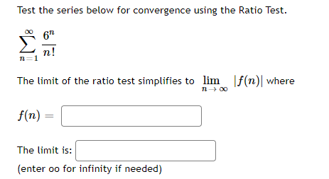 Solved Test the series below for convergence using the Ratio | Chegg.com