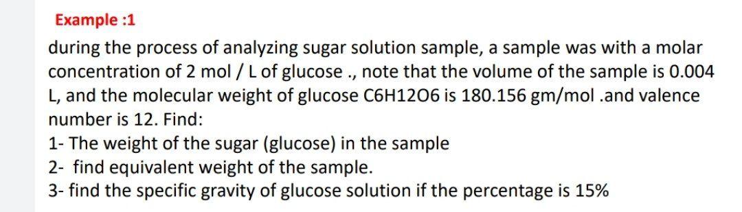 Solved . Example :1 during the process of analyzing sugar | Chegg.com