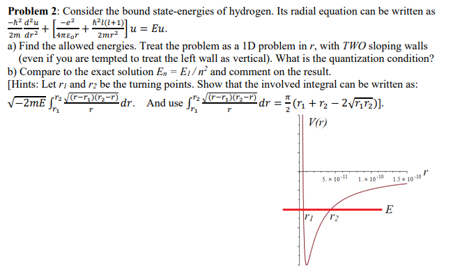 Solved Problem 2: Consider the bound state-energies of | Chegg.com