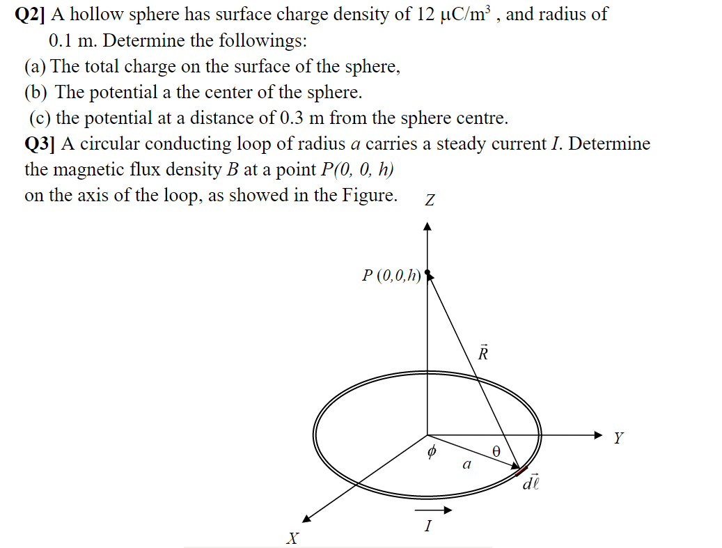Solved Q2] A hollow sphere has surface charge density of 12 | Chegg.com