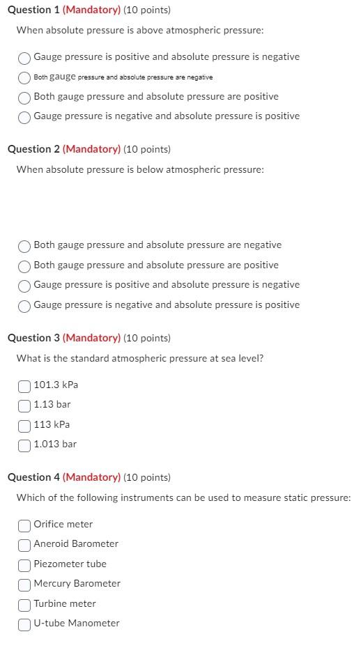 Pressure measurement instruments - U-tube Manometer, Mercury Barometer &  Aneroid Barometer