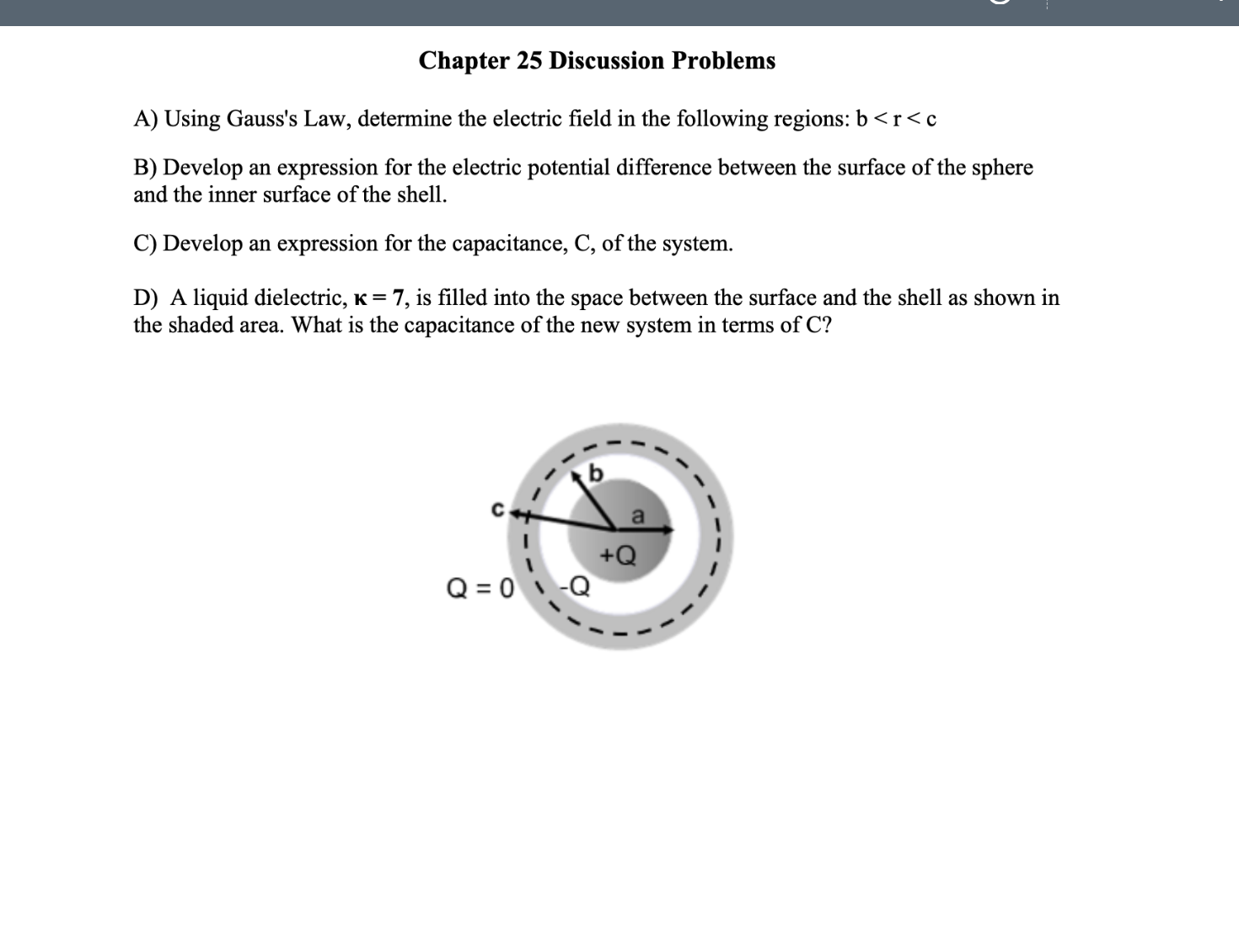 Solved A) Using Gauss's Law, Determine The Electric Field In | Chegg.com