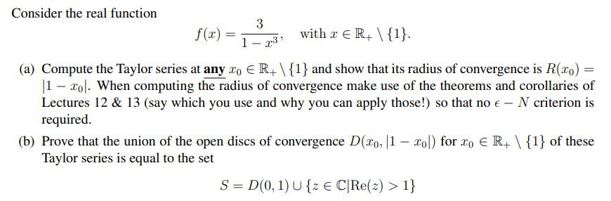 Solved Consider the real function f(x)=1−x33, with x∈R+\{1} | Chegg.com