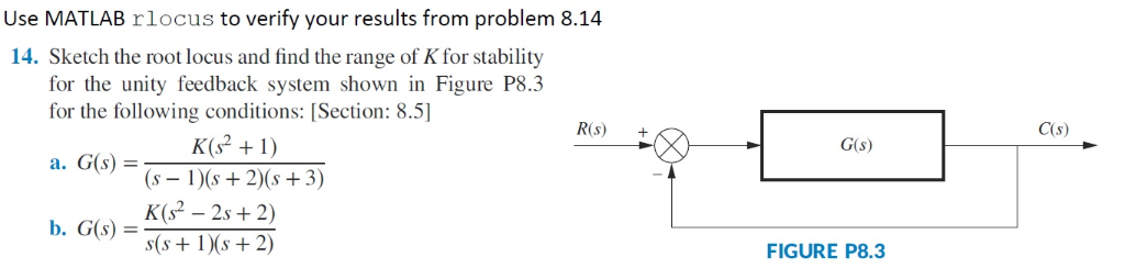 Solved Use MATLAB rlocus to verify your results from problem | Chegg.com