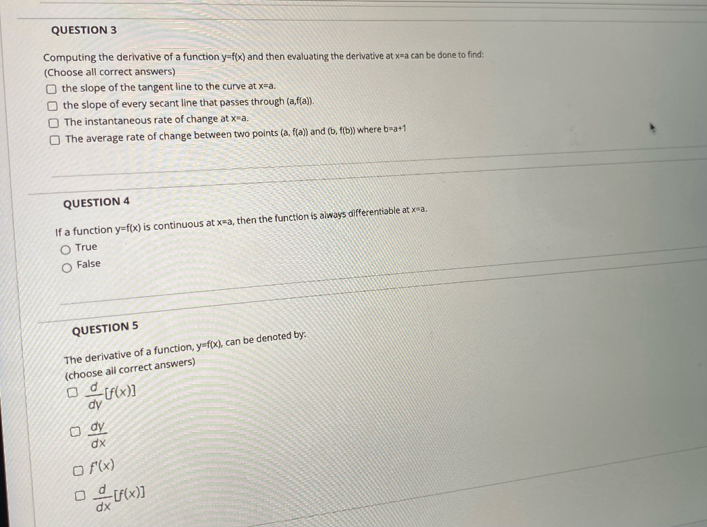 Solved QUESTION 3 Computing the derivative of a function | Chegg.com