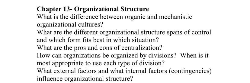 mechanistic structure vs organic structure