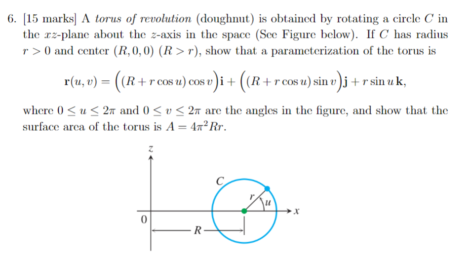 Solved [15 marks] A torus of revolution (doughnut) is | Chegg.com