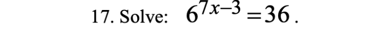Solved Solve: 67x-3=36 | Chegg.com