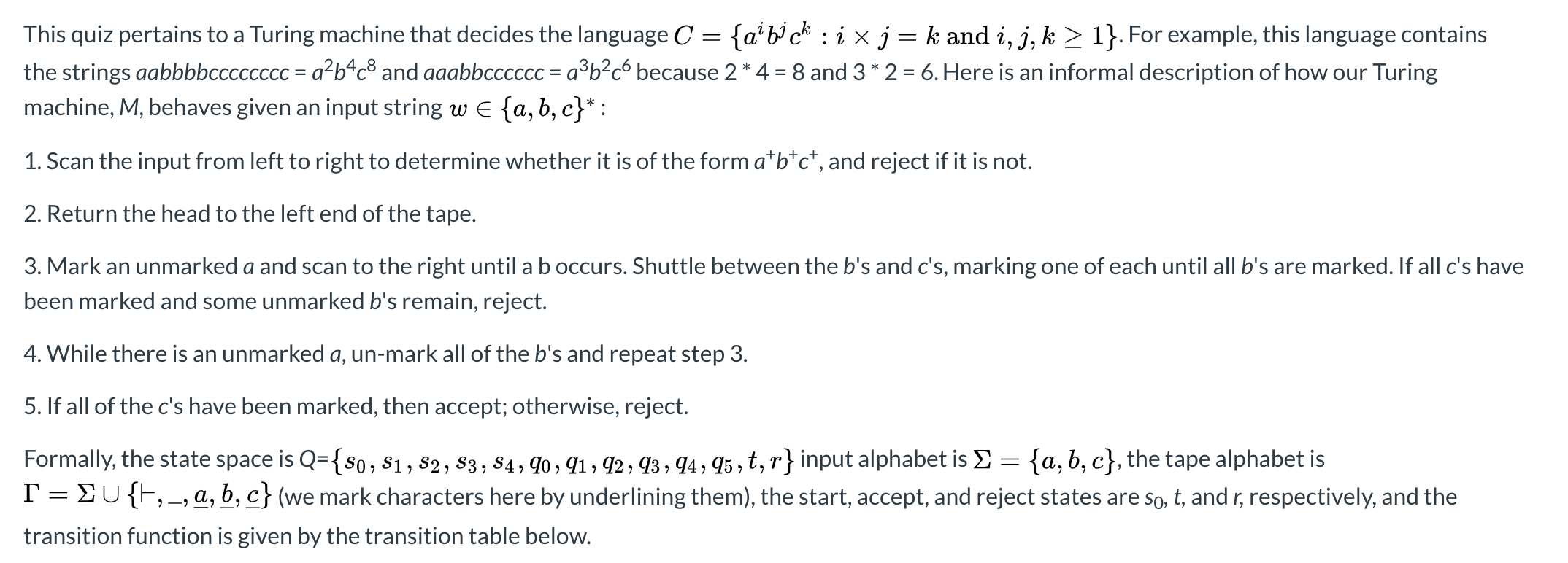 This Quiz Pertains To A Turing Machine That Decide Chegg Com