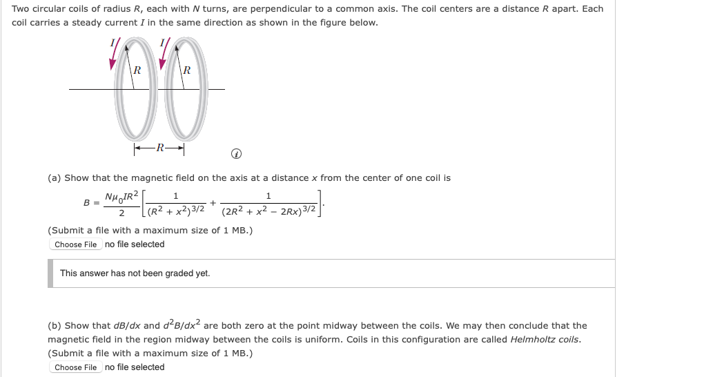 Solved Two Circular Coils Of Radius R, Each With N Turns, | Chegg.com