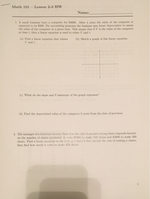 Math 101 Lesson 2 3 Hw Name 1 A Small Business