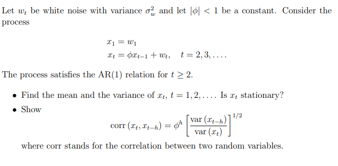 Solved Let we be white noise with variance of, and let øl