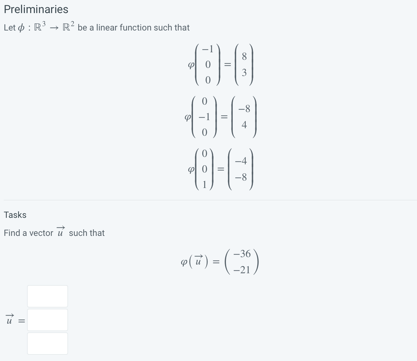 Solved Preliminaries Let ϕ R3→r2 Be A Linear Function Such