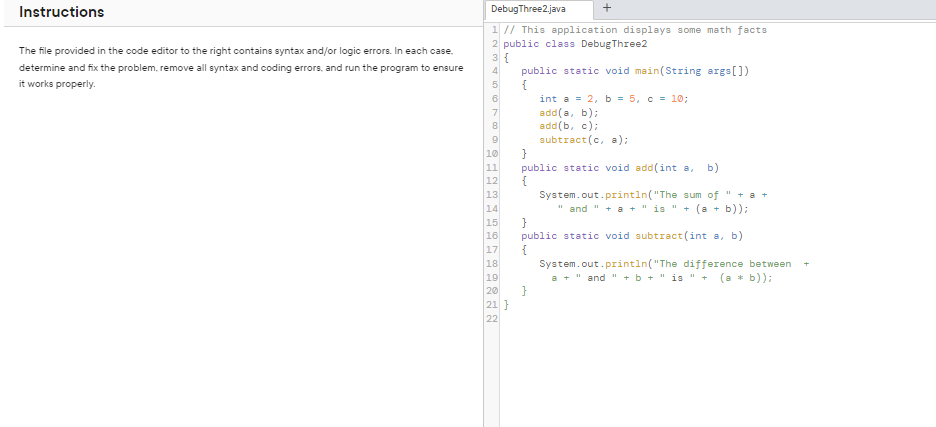 Solved The file provided in the code editor to the right | Chegg.com
