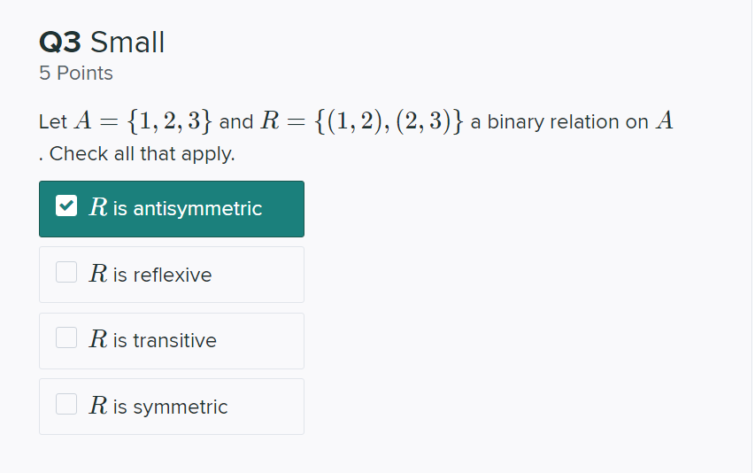 Solved Let A={1,2,3} And R={(1,2),(2,3)} A Binary Relation | Chegg.com