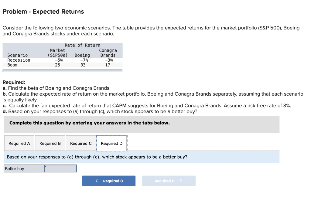 Solved Problem - Expected Returns Consider The Following Two | Chegg.com