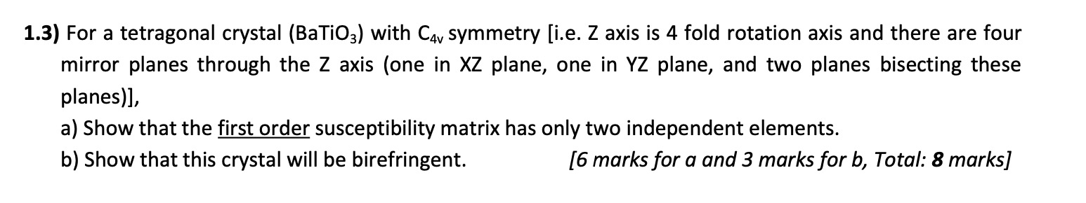 Solved 1.3) ﻿For a tetragonal crystal | Chegg.com