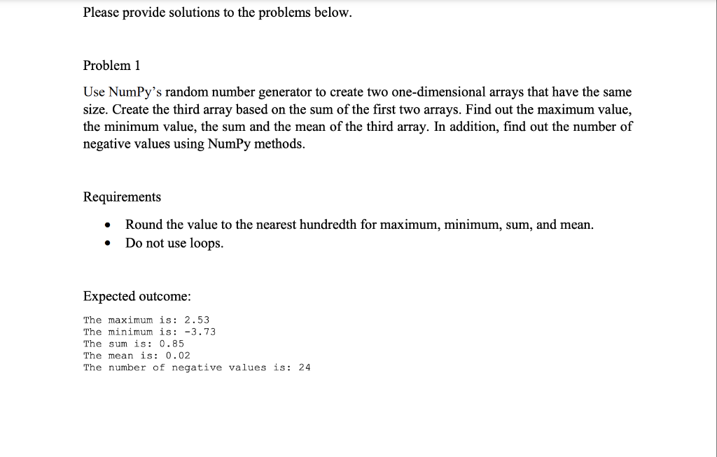 Solved Please provide solutions to the problems below. | Chegg.com