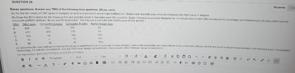 Solved QUESTION 26 Essay questions: Answer any TWO of the | Chegg.com