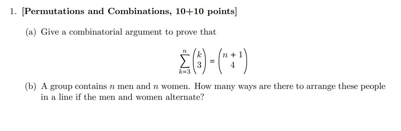 Solved A) Give A Combinatorial Argument To Prove That: B) | Chegg.com