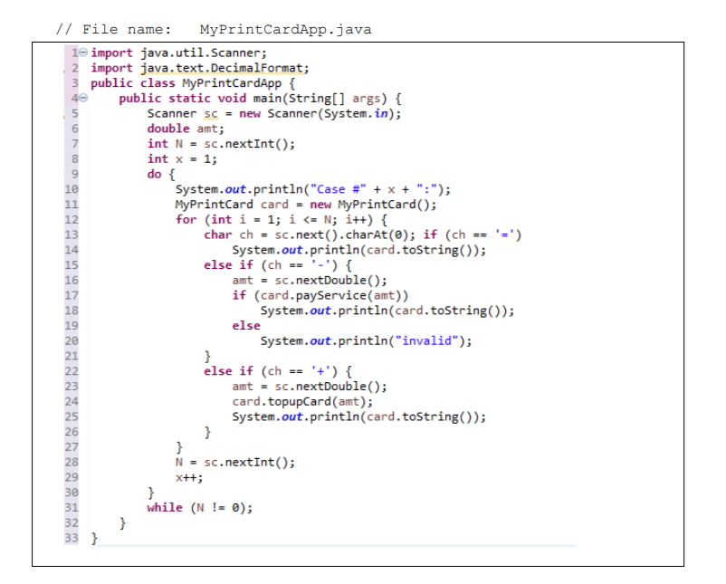 Solved Problem Description A class called MyPrintCard which | Chegg.com
