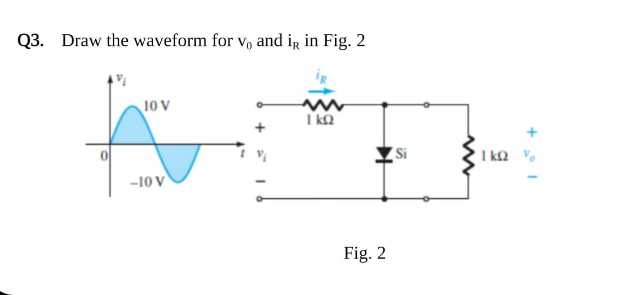 Solved Q3. Draw the waveform for V, and in in Fig. 2 10V ΙΚΩ | Chegg.com