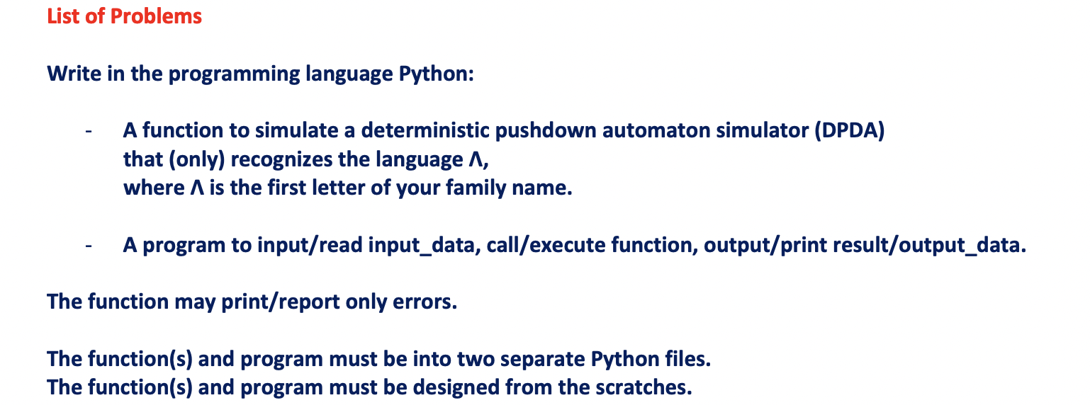 Solved Write in the programming language Python: - A | Chegg.com