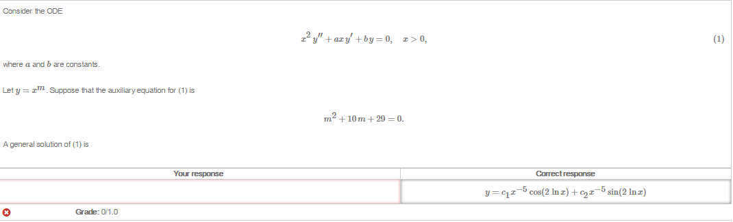 Solved Consider the ODE 22 )"+azy' +by=0, 2 0, where a and b | Chegg.com