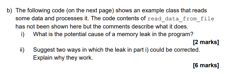 Solved B) The Following Code (on The Next Page) Shows An | Chegg.com