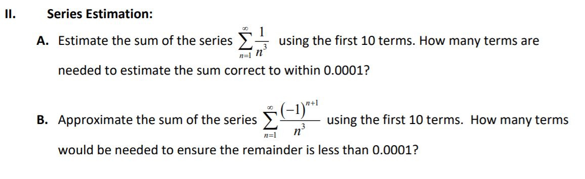 estimate sum of series