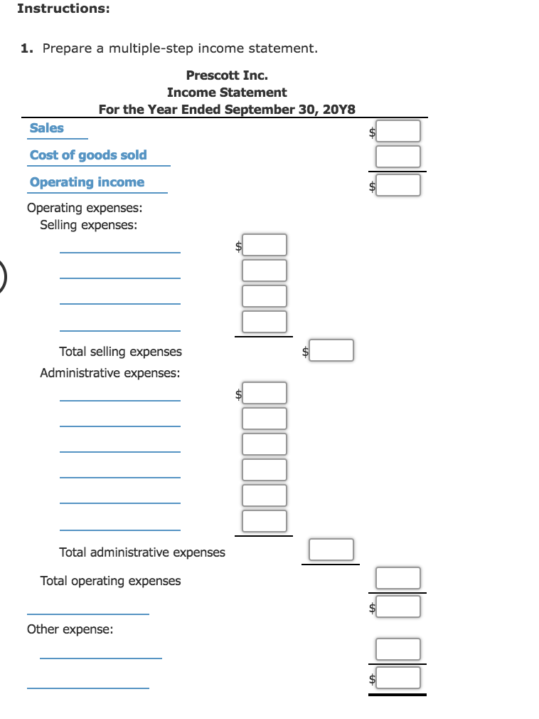 Solved Instructions: 1. Prepare a multiple-step income | Chegg.com