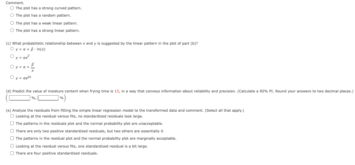 Solved a construct a scatter plot of y versus x comment chegg