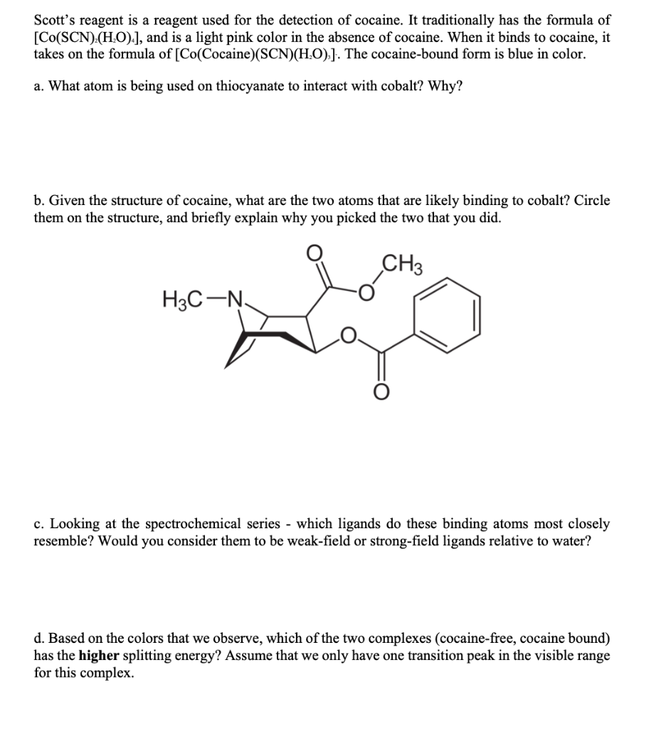 Solved Scott's reagent is a reagent used for the detection | Chegg.com