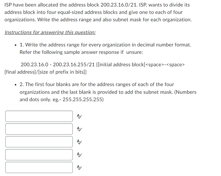 Solved ISP have been allocated the address block