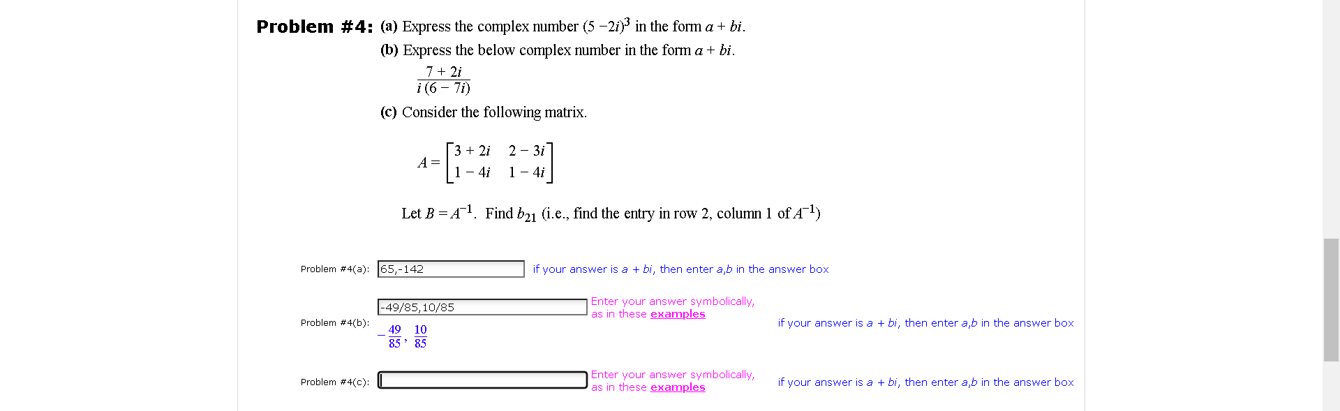 Solved Problem # 4: (a) ﻿Express The Complex Number (5-2i)3 | Chegg.com