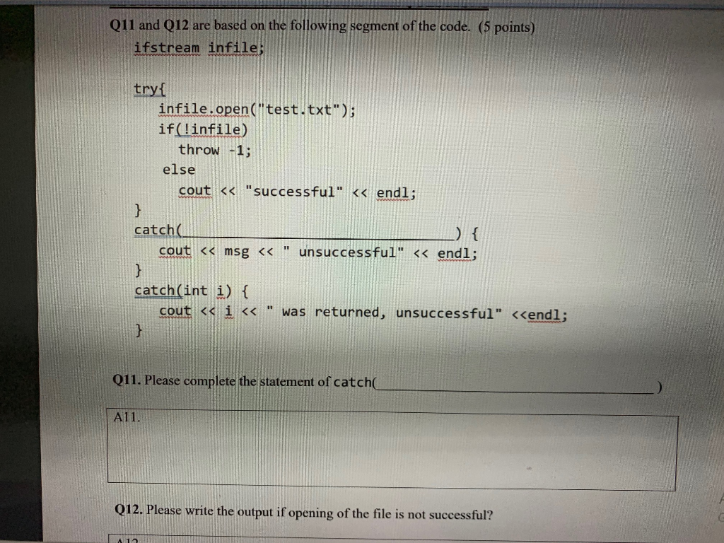 Solved Q11 and Q12 are based on the following segment of the | Chegg.com