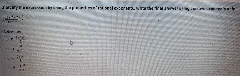 simplify the expression using the properties of rational exponents calculator