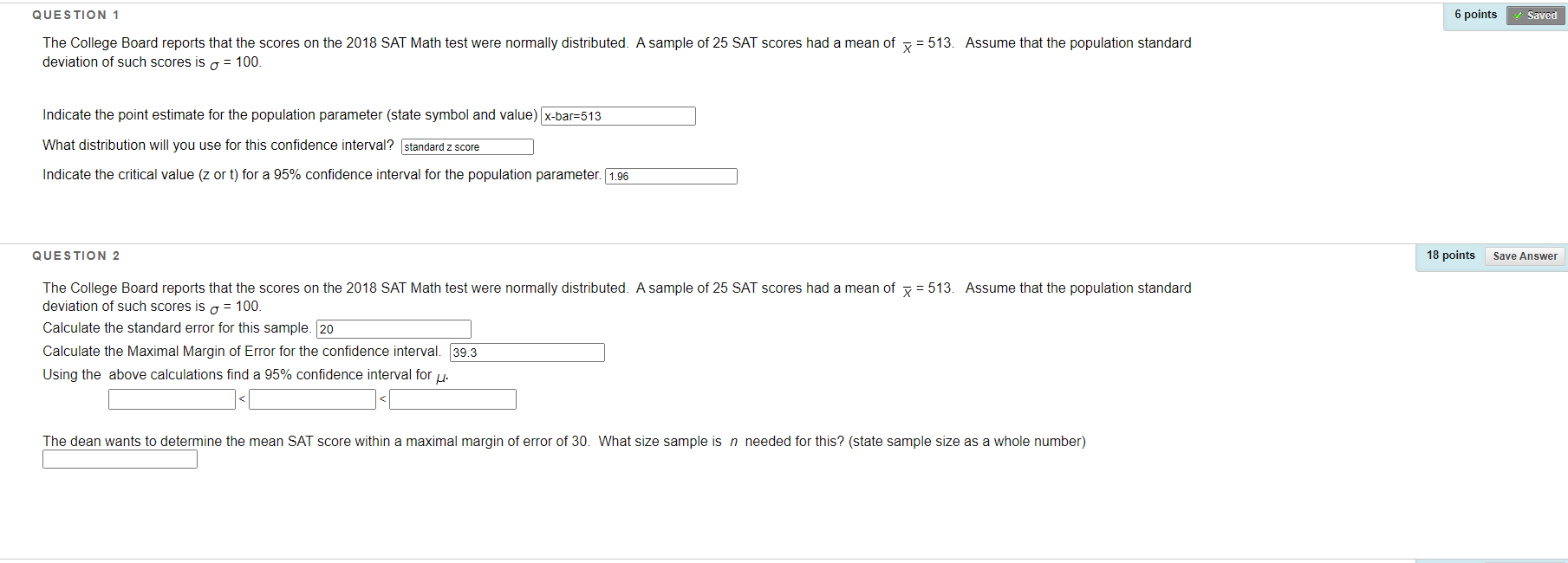 Solved 6 points Saved QUESTION 1 The College Board reports | Chegg.com