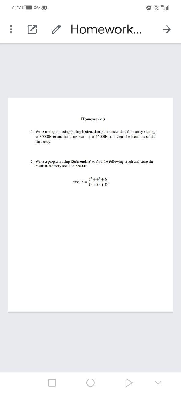 Solved ۱۱:۳۷ || %40 Homework... Homework 3 1. Write a | Chegg.com