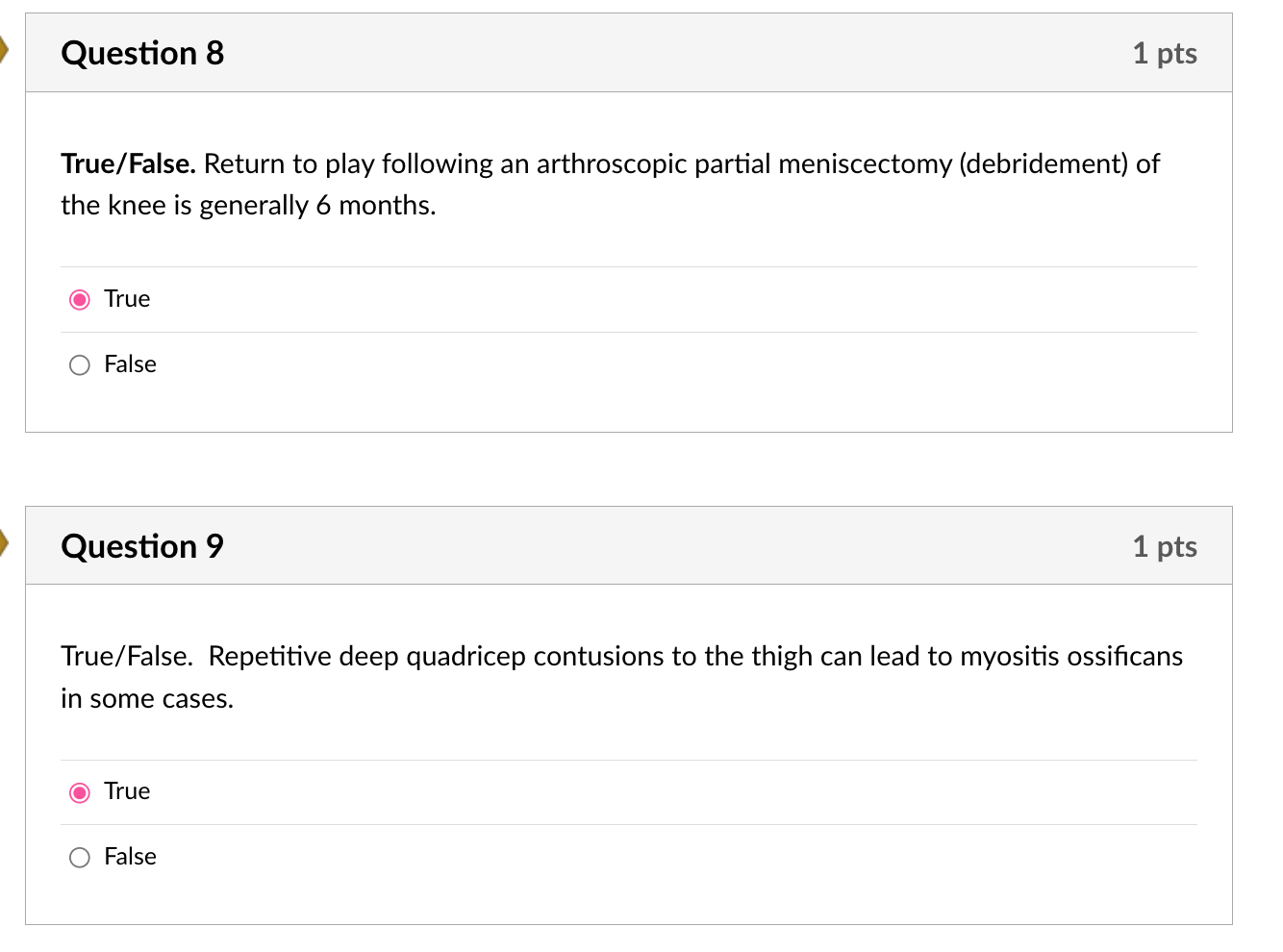 Solved Truefalse Return To Play Following An Arthroscopic 0980