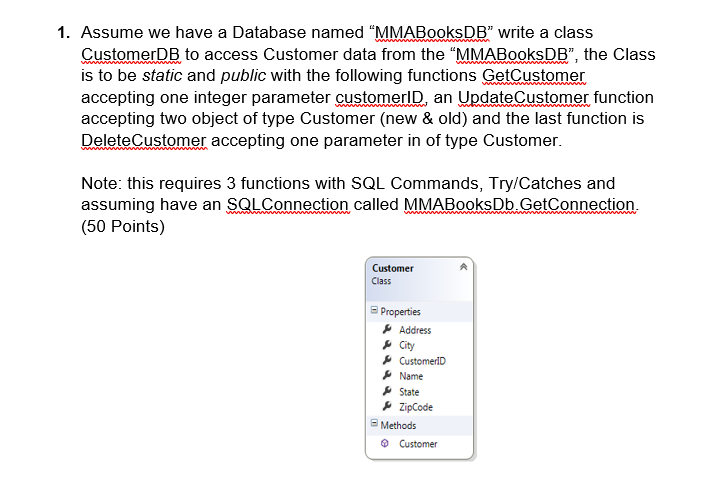 Solved 1. Assume we have a Database named "MMABooksDB" write | Chegg.com