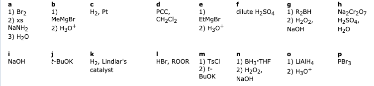 Solved Enter the correct letter for the suitable reagent(s) | Chegg.com