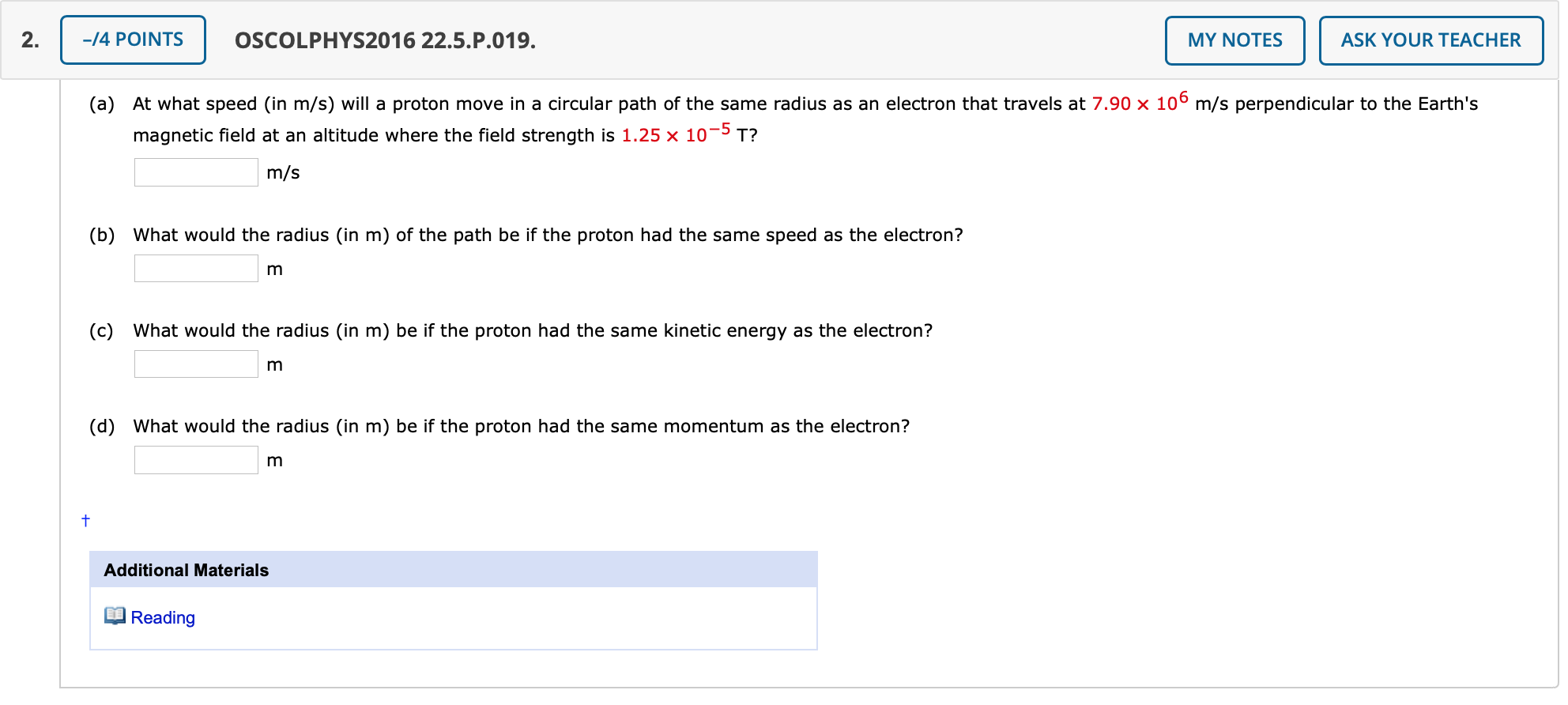 Solved 4 Points Oscolphys2016 22 5 P 019 My Notes Ask