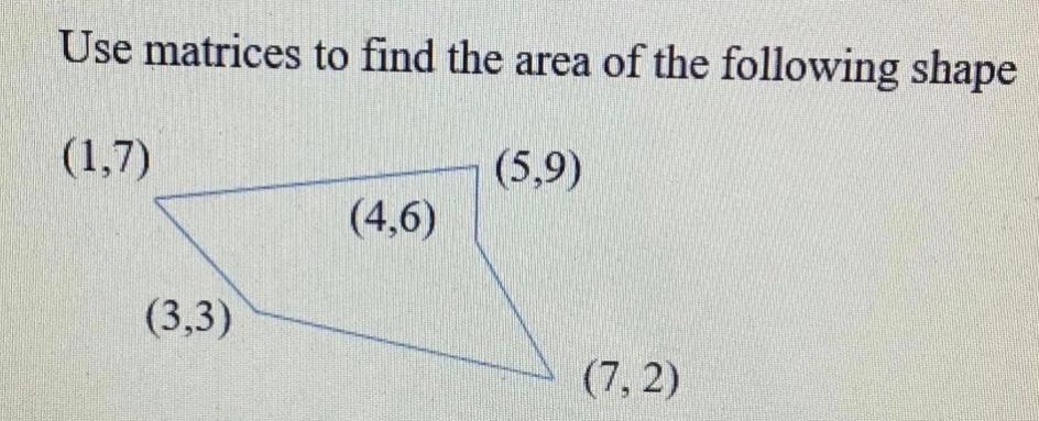 Solved Use matrices to find the area of the following shape | Chegg.com