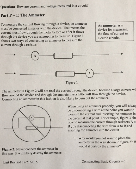 Solved Question How are current and voltage measured in a