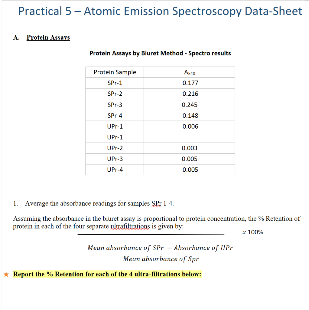 Solved Practical 5 Atomic Emission Spectroscopy DataSheet