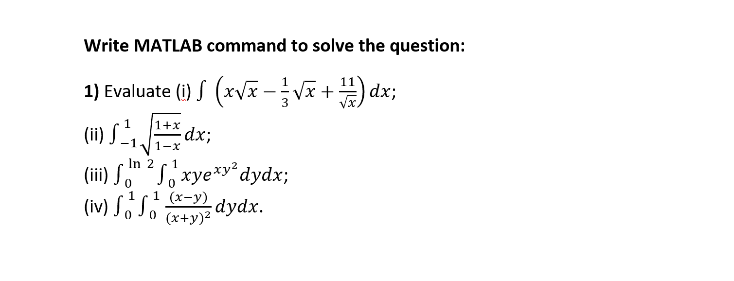 Solved Write MATLAB command to solve the question: 13 ; 3 1 | Chegg.com