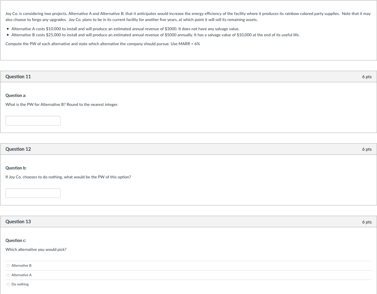 Solved Joy Co Is Considering Two Projects Alternative A Chegg Com