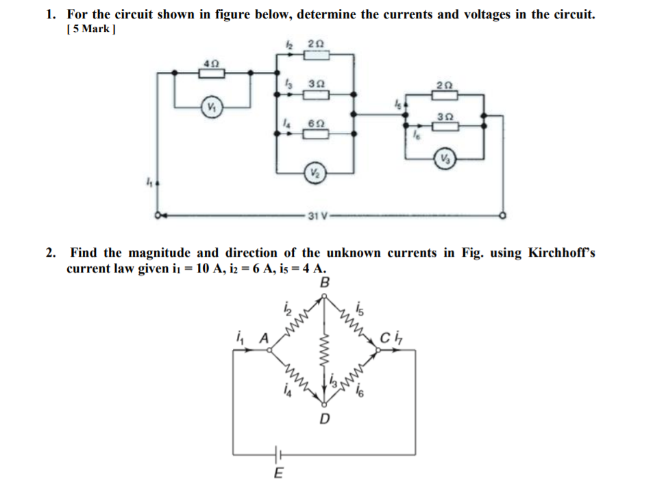 Solved 1. For the circuit shown in figure below, determine | Chegg.com